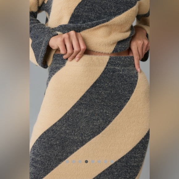 NWT Maeve Striped Knit Midi Skirt and Top in Charcoal and Tan - Picture 7 of 15